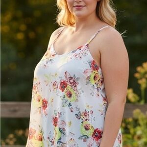 NWT Torrid Sophie White Floral Chiffon Cami | Size 1 (1X 14/16) | Flowy Tank Top